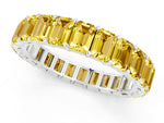 Emerald Cut Yellow Sapphire Eternity Band in Silver with Aligned Shared Prong Setting_1