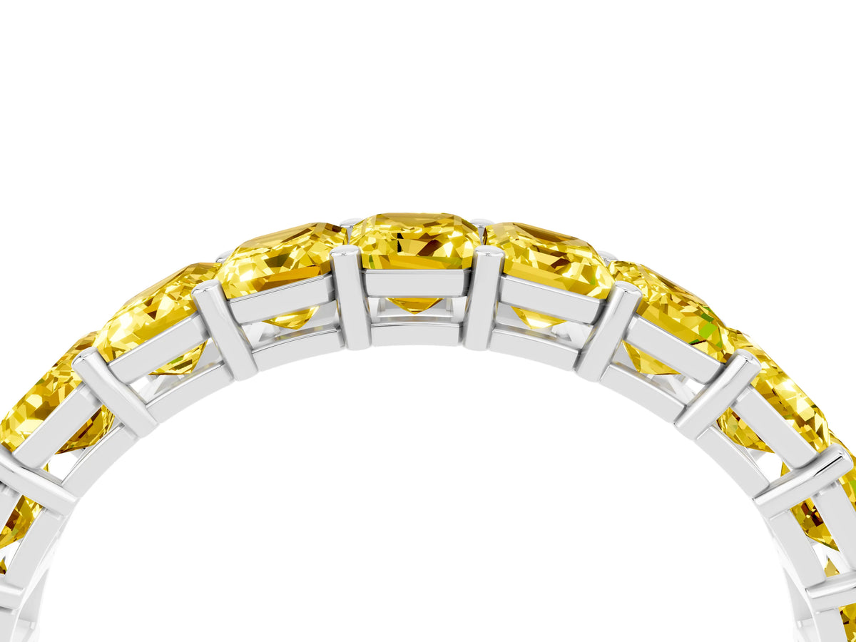 Emerald Cut Yellow Sapphire Eternity Band in Silver with Aligned Shared Prong Setting_4