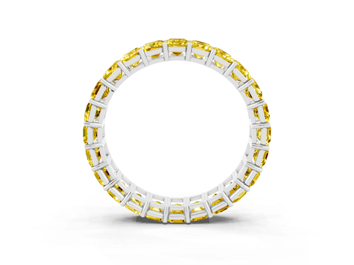Emerald Cut Yellow Sapphire Eternity Band in White gold with Aligned Shared Prong Setting_3