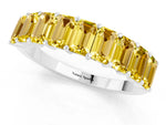 Emerald Cut Yellow Sapphire Eternity Band in White gold with Prong Setting_1
