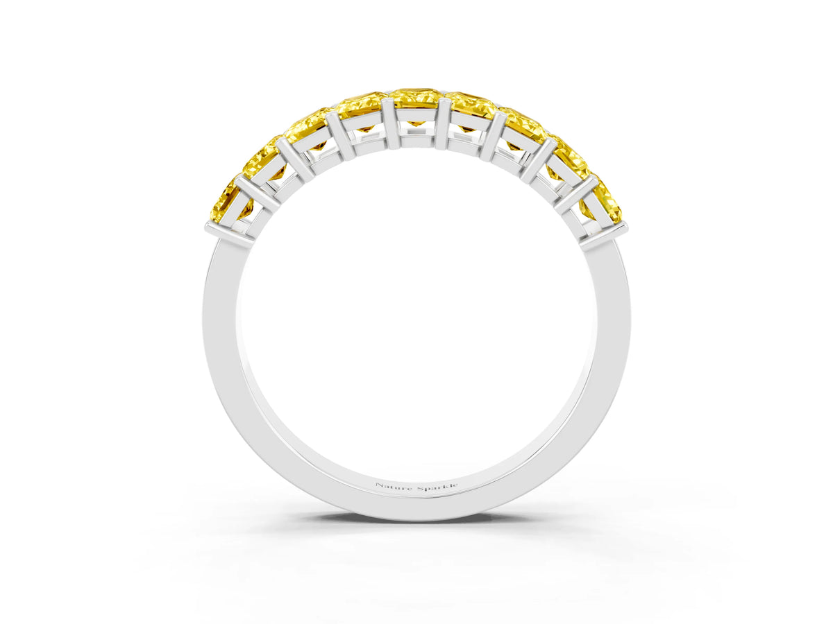 Emerald Cut Yellow Sapphire Eternity Band in White gold with Prong Setting_3
