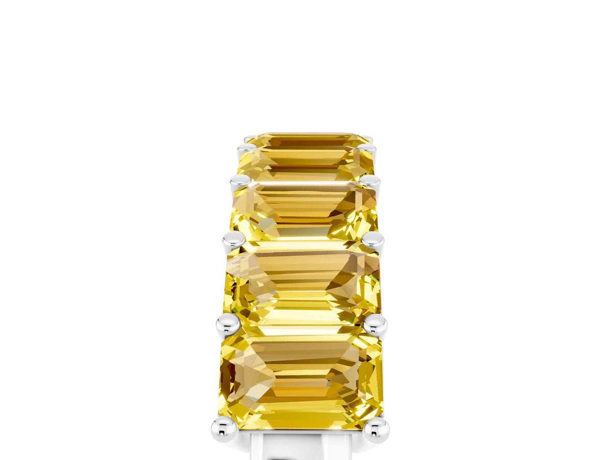Emerald Cut Yellow Sapphire Eternity Band in White gold with Prong Setting_5