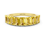 Emerald Cut Yellow Sapphire Eternity Band in Yellow gold with Prong Setting