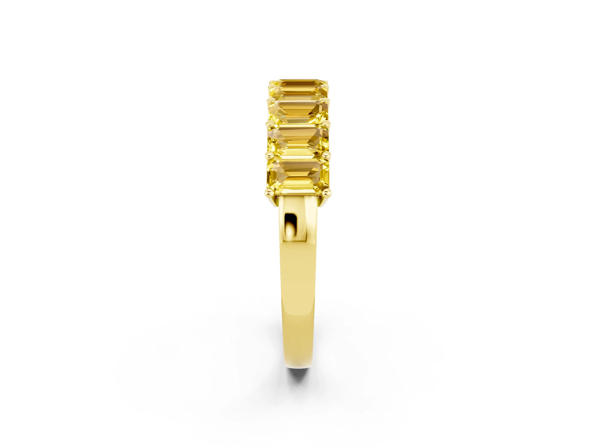 Emerald Cut Yellow Sapphire Eternity Band in Yellow gold with Prong Setting_2