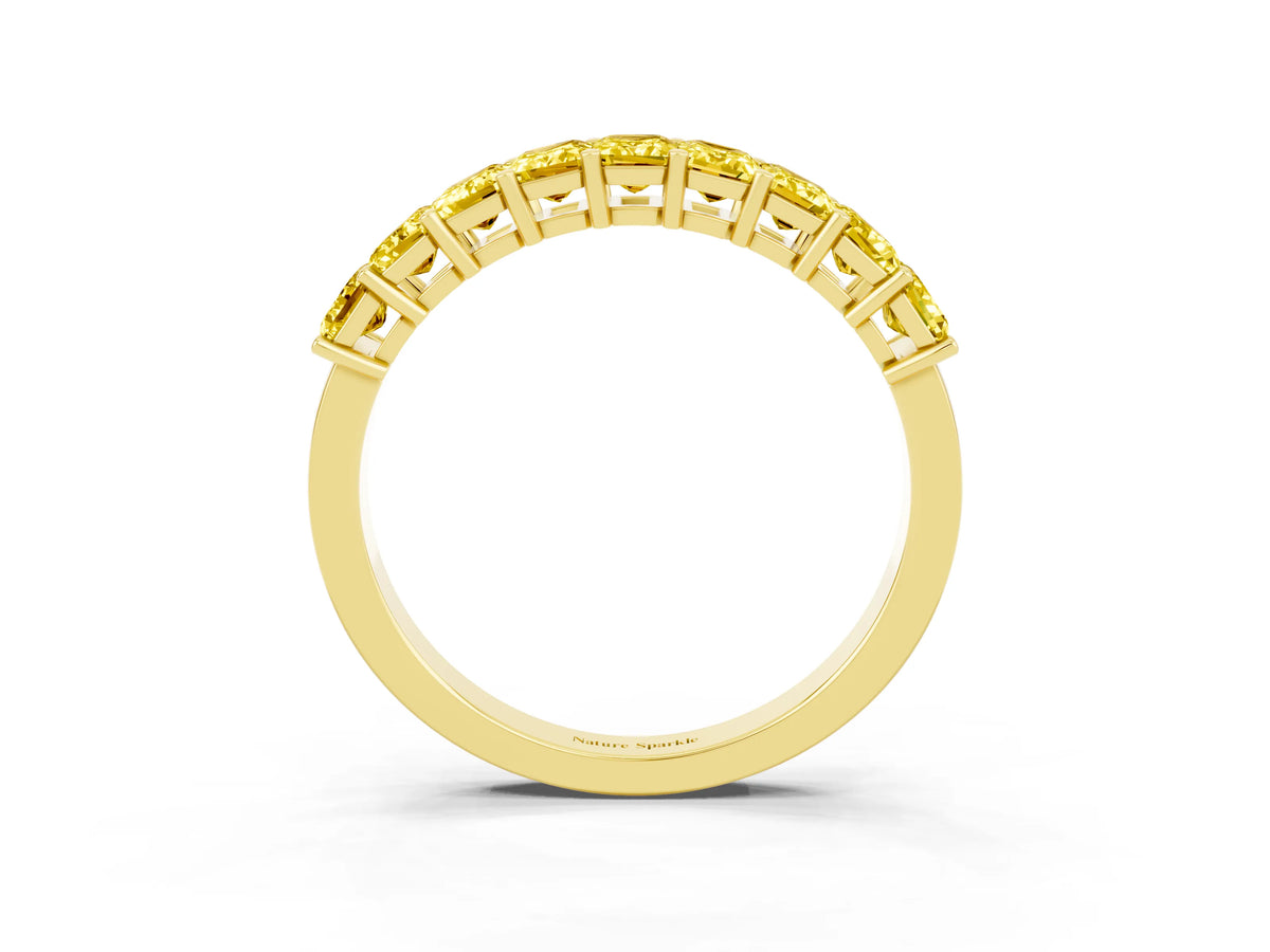 Emerald Cut Yellow Sapphire Eternity Band in Yellow gold with Prong Setting_3
