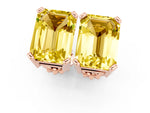 Emerald Cut Yellow Sapphire Stud Earrings in Rose gold with Basket Setting_1