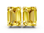 Emerald Cut Yellow Sapphire Stud Earrings in Yellow gold with Basket Setting