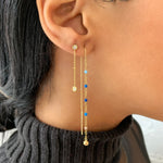 Ombre Blue Enamel Threader Earrings