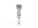 Fancy Black Asscher Cut Diamond Solitaire Ring in White gold with Interwoven Pavé Band and Prong Setting_2