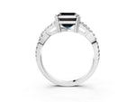 Fancy Black Asscher Cut Diamond Solitaire Ring in White gold with Interwoven Pavé Band and Prong Setting_3