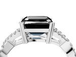 Fancy Black Asscher Cut Diamond Solitaire Ring in White gold with Interwoven Pavé Band and Prong Setting_4