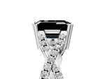 Fancy Black Emerald Cut Diamond Solitaire Ring in Platinum with Interwoven Pavé Band and Prong Setting_11