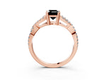 Fancy Black Emerald Cut Diamond Solitaire Ring in Rose gold with Interwoven Pavé Band and Prong Setting_3