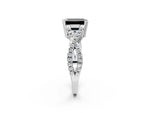 Fancy Black Emerald Cut Diamond Solitaire Ring in Silver with Interwoven Pavé Band and Prong Setting_8