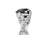Fancy Black Heart Cut Diamond Solitaire Ring in Silver with Interwoven Pavé Band and Prong Setting_11