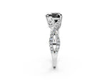 Fancy Black Heart Cut Diamond Solitaire Ring in Silver with Interwoven Pavé Band and Prong Setting_8