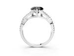 Fancy Black Heart Cut Diamond Solitaire Ring in Silver with Interwoven Pavé Band and Prong Setting_9