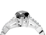 Fancy Black Marquise Cut Diamond Solitaire Ring in Platinum with Interwoven Pavé Band and Prong Setting_10