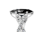 Fancy Black Marquise Cut Diamond Solitaire Ring in Platinum with Interwoven Pavé Band and Prong Setting_11