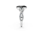 Fancy Black Marquise Cut Diamond Solitaire Ring in Platinum with Interwoven Pavé Band and Prong Setting_8