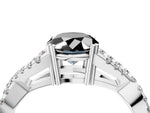 Fancy Black Oval Cut Diamond Solitaire Ring in Silver with Interwoven Pavé Band and Prong Setting_10