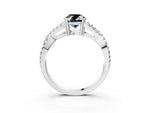 Fancy Black Oval Cut Diamond Solitaire Ring in Silver with Interwoven Pavé Band and Prong Setting_9