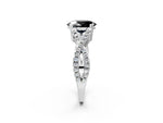Fancy Black Oval Cut Diamond Solitaire Ring in White gold with Interwoven Pavé Band and Prong Setting_2