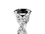 Fancy Black Oval Cut Diamond Solitaire Ring in White gold with Interwoven Pavé Band and Prong Setting_5