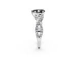 Fancy Black Pear Cut Diamond Solitaire Ring in Platinum with Interwoven Pavé Band and Prong Setting_8