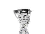 Fancy Black Pear Cut Diamond Solitaire Ring in White gold with Interwoven Pavé Band and Prong Setting_5