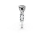 Fancy Black Princess Cut Diamond Solitaire Ring in White gold with Interwoven Pavé Band and Prong Setting_2