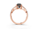 Fancy Black Radiant Cut Diamond Solitaire Ring in Rose gold with Interwoven Pavé Band and Prong Setting_3