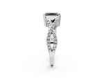 Fancy Black Radiant Cut Diamond Solitaire Ring in Silver with Interwoven Pavé Band and Prong Setting_8