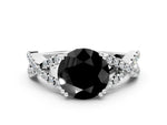 Fancy Black Round Cut Diamond Solitaire Ring in Platinum with Interwoven Pavé Band and Prong Setting_6