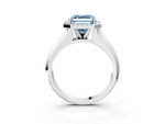 Fancy Blue Asscher Cut Diamond Halo Ring in Platinum with Cathedral Band and Prong Setting_15