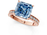 Fancy Blue Asscher Cut Diamond Milgrain Pavé Engagement Ring in Rose gold with Prong Setting_1