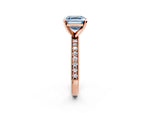 Fancy Blue Asscher Cut Diamond Milgrain Pavé Engagement Ring in Rose gold with Prong Setting_2