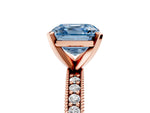 Fancy Blue Asscher Cut Diamond Milgrain Pavé Engagement Ring in Rose gold with Prong Setting_5