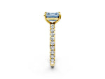 Fancy Blue Asscher Cut Diamond Pavé Solitaire Ring in Yellow gold with Round Pavé Band and Prong Setting_2