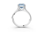 Fancy Blue Asscher Cut Diamond Solitaire Ring in Platinum with Smooth Wide Band and Prong Setting_15
