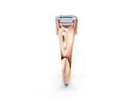 Fancy Blue Asscher Cut Diamond Solitaire Ring in Rose gold with Smooth Wide Band and Prong Setting_2