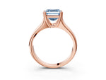 Fancy Blue Asscher Cut Diamond Solitaire Ring in Rose gold with Smooth Wide Band and Prong Setting_3