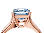 Fancy Blue Asscher Cut Diamond Solitaire Ring in Rose gold with Smooth Wide Band and Prong Setting_4