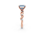 Fancy Blue Asscher Cut Diamond Solitaire Ring in Rose gold with Twisted Ribbon Band and Round Accents_2