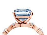 Fancy Blue Asscher Cut Diamond Solitaire Ring in Rose gold with Twisted Ribbon Band and Round Accents_4