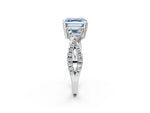 Fancy Blue Asscher Cut Diamond Solitaire Ring in Silver with Interwoven Pavé Band and Prong Setting_8