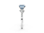 Fancy Blue Asscher Cut Diamond Solitaire Ring in White gold with Crossover Gallery and Round Pavé Band_2