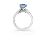 Fancy Blue Asscher Cut Diamond Solitaire Ring in White gold with Crossover Gallery and Round Pavé Band_3