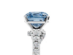 Fancy Blue Asscher Cut Diamond Solitaire Ring in White gold with Crossover Gallery and Round Pavé Band_5