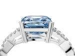 Fancy Blue Asscher Cut Diamond Solitaire Ring in White gold with Interwoven Pavé Band and Prong Setting_4